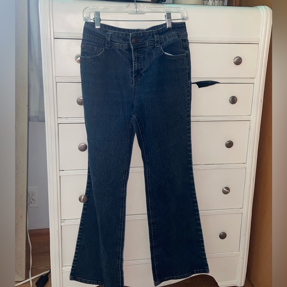 Dark washed denim bootcut jeans